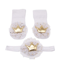 Load image into Gallery viewer, Infat Lovely Baby Cute Lace Cotton Socks with Crown Hairband Photography Props Set 0-24M Newborn Party Gifts 2pcs